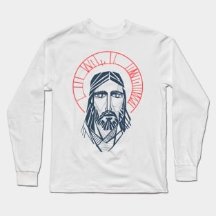 Jesus Christ Face hand drawn illustration Long Sleeve T-Shirt